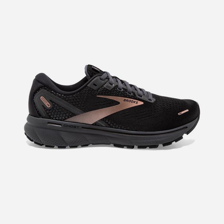 Dámske Brooks Ghost 14 Cushioned - Cestná Bežecká Obuv - Čierne/Siva/Ruzove Zlate (43758-KQRY)